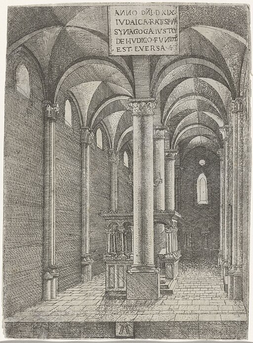 Albrecht Altorfer Architekturzeichnung der Synagoge regensburg wenig Tage vor ihrem Abriss 1519.
